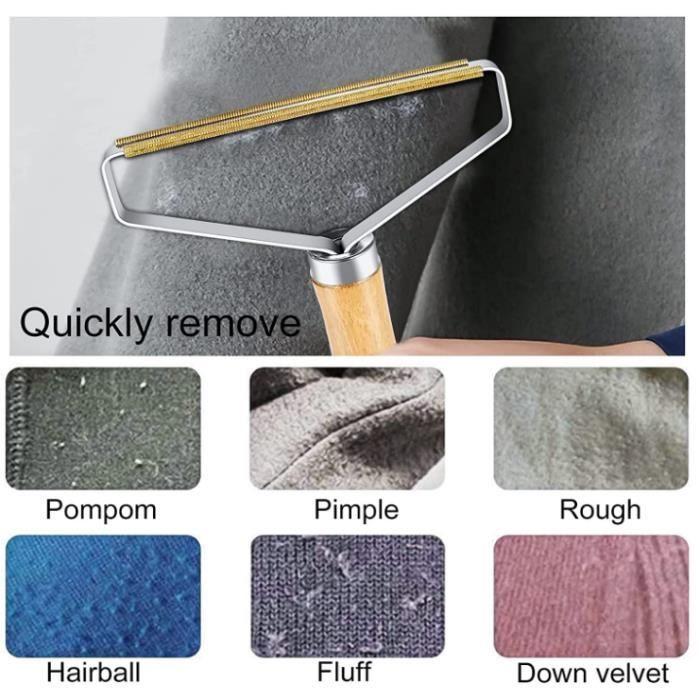 Pilling Remover, 2 Pieces Portable Lint Remover with Wooden Handle Manual Hair Remover Portable Lint Brush, (2