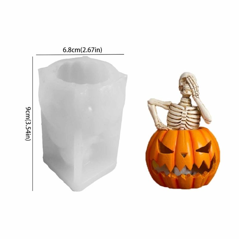 3D Skeleton Candle Mould Halloween Silicone Molds Pumpkins Castings Molds Handmade Plasters Molds Craft Supplies