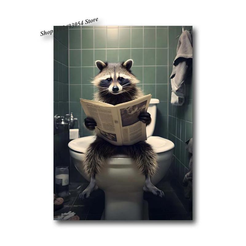 

Смешная собака в ванной сидит на унитазе и читает газету Художественный постер Картина на холсте Настенная печать Картина Домашний декор 21cm×30cm NoFrame