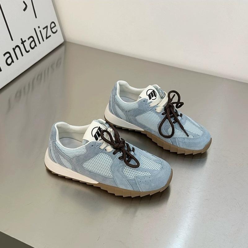 2025 Summer New Ladies' Leather Retro German Trainer Sneakers - Lace-Up Casual Flats for Streetwear & Daily Wear
