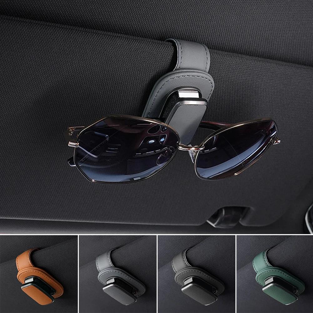 Universal Car Sun Visor Sunglasses Clip Card Ticket Holder Super Fiber Leather Eyeglass Storage Holder Auto Interior Accessories