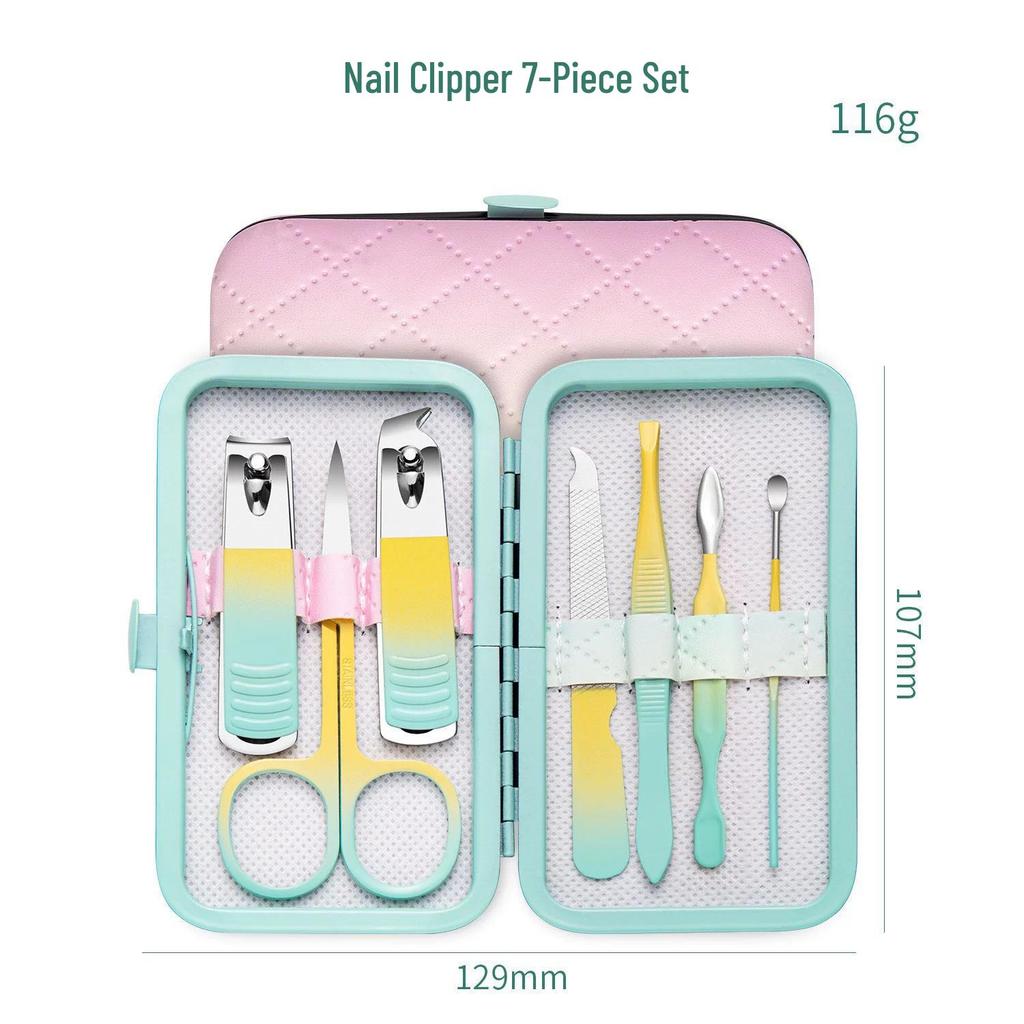 18-Piece Gradient Stainless Steel Nail Clipper & Pedicure Set with Eyebrow Scissors