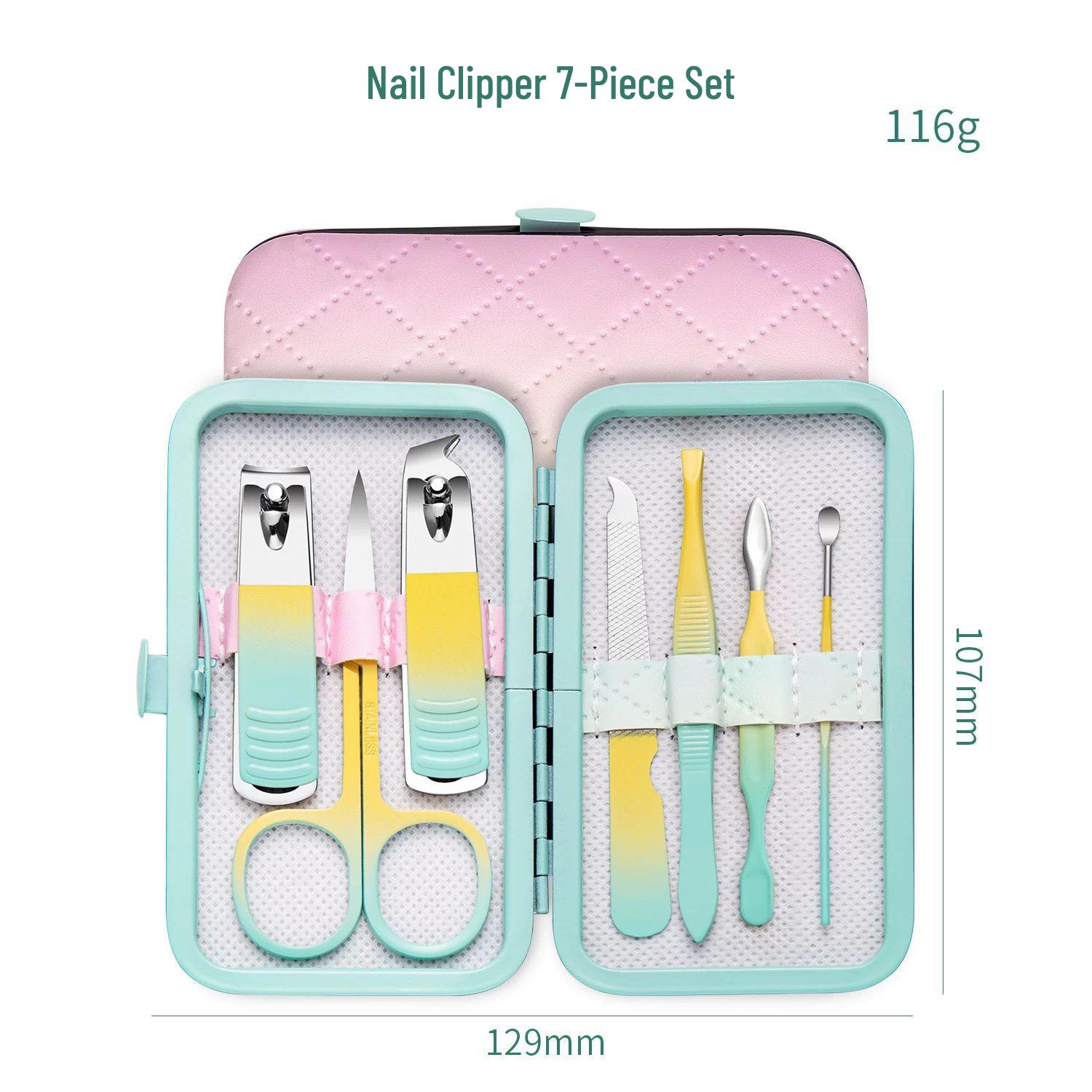 Набор из 18 предметов градиентных маникюрных и педикюрных инструментов из нержавеющей стали с ножницами для бровей