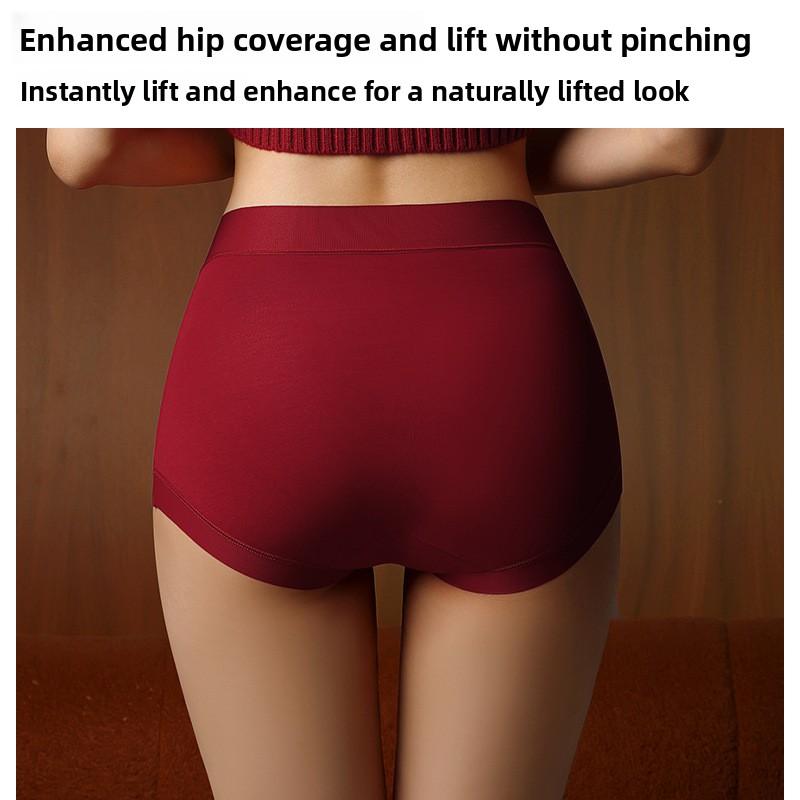 Female Spring and Autumn Light Luxury Sexy Lace Splicing Jacquard Cotton Crotch Lift Hip Belly High Waist Triangle Briefs Einson