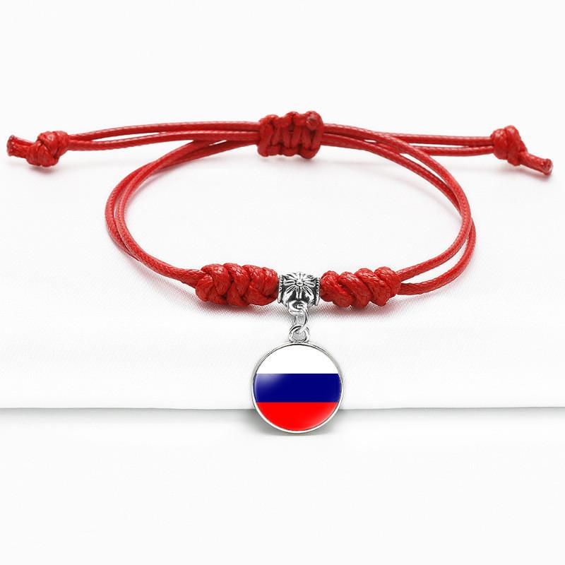 Red Bracelet Trendy With Timeless Gem European Country Flags Unisex Material Mixed