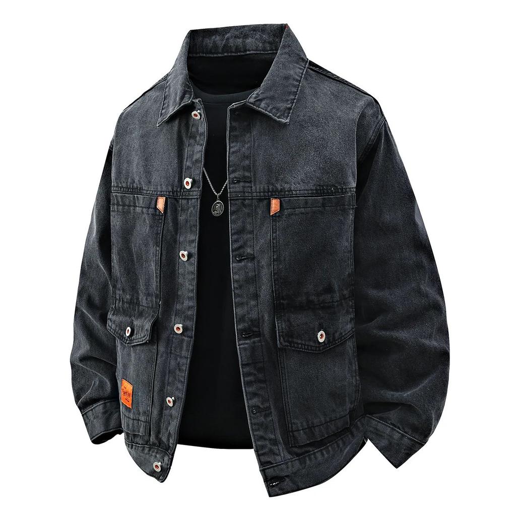 Men's Jacket Standing Denim Jacket Casual Loose Denim Jacket Plus Size Jacket