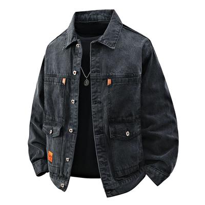 Chaqueta de Hombre Chaqueta de Mezclilla con Cuello Alto Chaqueta de Mezclilla Casual Holgada Chaqueta Talla Grande
