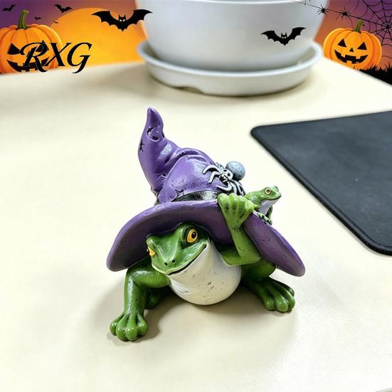 Detailed Star Moon Spider Figure Witch Frog Ornaments, Resin Magic Wizard Figurine, Micro-landscape Miniature Waterproof Micro Landscape Statue