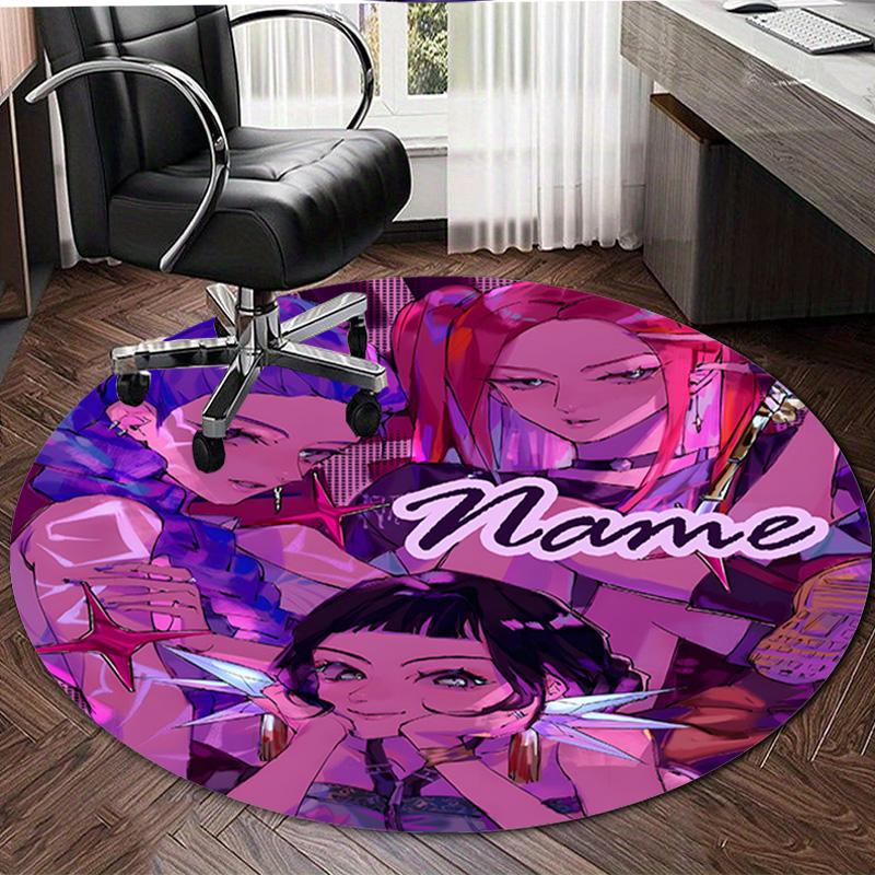 Personalized K-KPop Demon Hunters Round Chair Office Rug - Perfect for Mat, Office Chair & More - Ideal Gift for Birthdays and Holidays