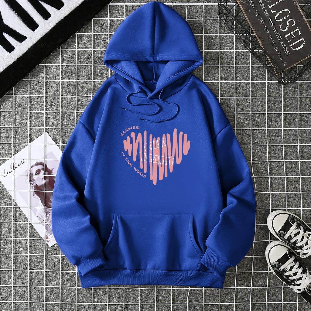 Winter Women's Hoodie Solid Color Print Unisex Style Double Pockets Sweatshirts Outerwear Plus-Size Women's Clothing