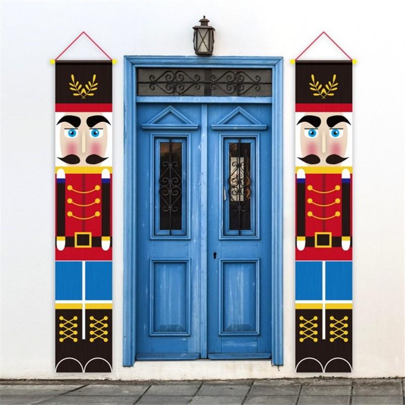 Christmas Decorations Nutcracker Door Curtain Banner Mall Atmosphere