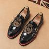 Stylish Man Shoes Leather Casual Business Fashion Embroidery Loafers Men British Style Monk Mens Slip-on Outdoor Shoe