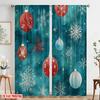 2pcs,2D Plane Printing Curtains Digital Printed Snowman and Christmas Gifts Versatile Polyester Fabric (without Rod) Decorations