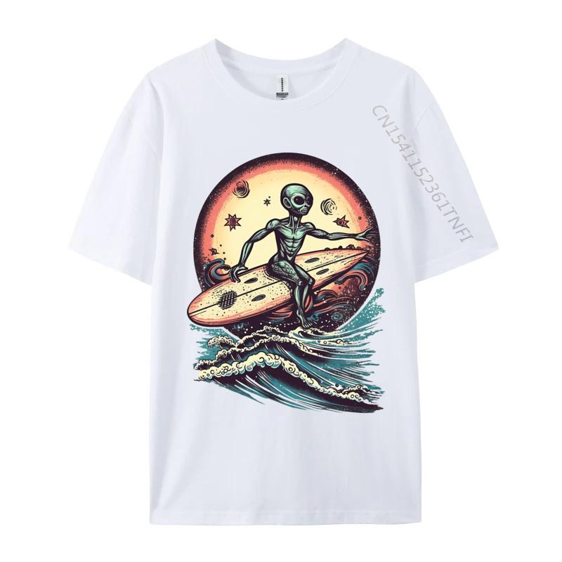 Space Surfing T Shirts For Unisex Printed On Tops T Shirt Fashionable Family TeeShirt Beach Tshirt Normal S