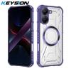 KEYSION Transparent Magnetic Case for OPPO A6x 4G 5G Soft Silicone+PC Heavy Duty Shockproof Phone Back Cover for OPPO A6t 4G 5G