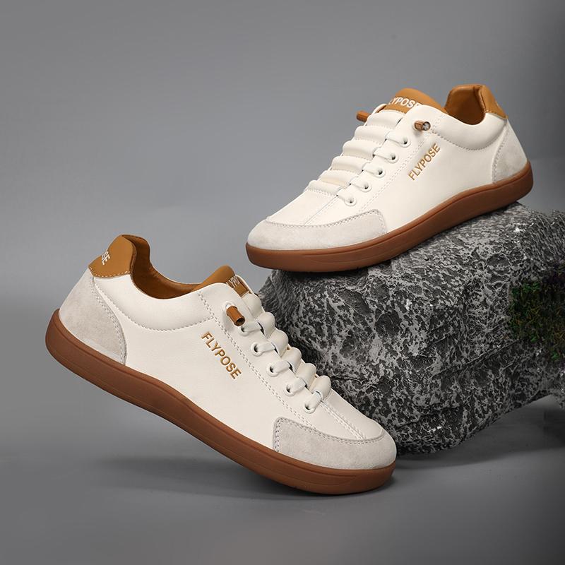 TAI PAO Wide Toe Barefoot Shoes Adjustable Slip On Walking Shoes for Unisex Minimalist Artificial Leather Sneakers
