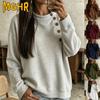 Women's Fashion Casual Solid Color Print Autumn Winter Long Sleeve O-Neck Hoodie