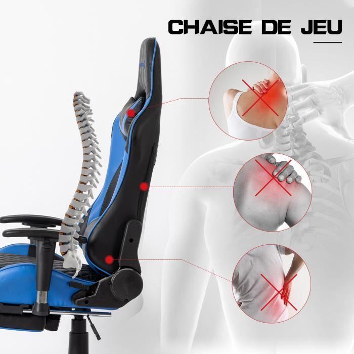 Chaise gamer - Foxsport - Ergonomique - Repose-pieds télescopique - Réglable en hauteur - Accoudoirs réglables