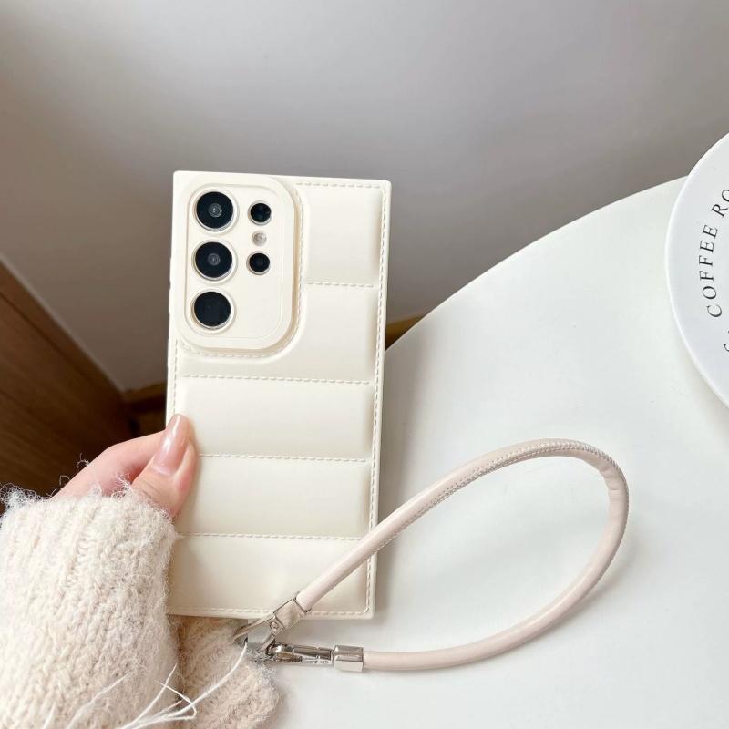 Candy Color Soft Silicone Phone Case For Samsung S25 Ultra S24 FE S23 Plus Liquid Silica Gel Leather Wriststrap Cover For Galaxy S23 Ultra S22 S21 S20