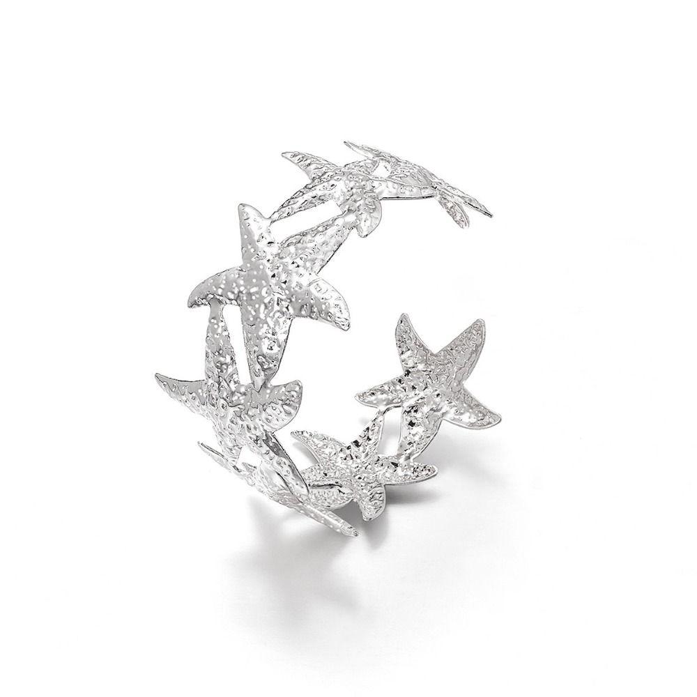 1 PCS Adjustable Metal Starfish Bangle Exaggerated Design Geometric Bracelet New Cuff Bracelet