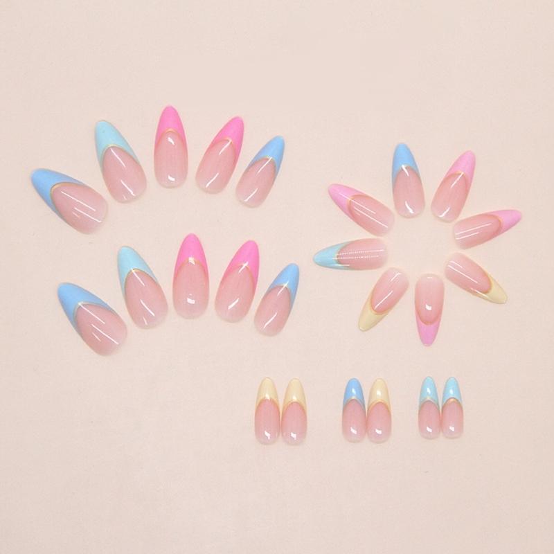 Bunte Kunststoff-Kunstnägel 24 Stück Französisches Spitzen-Design Mehrzweck für Büro, Veranstaltung und gesellschaftliche Zusammenkünfte