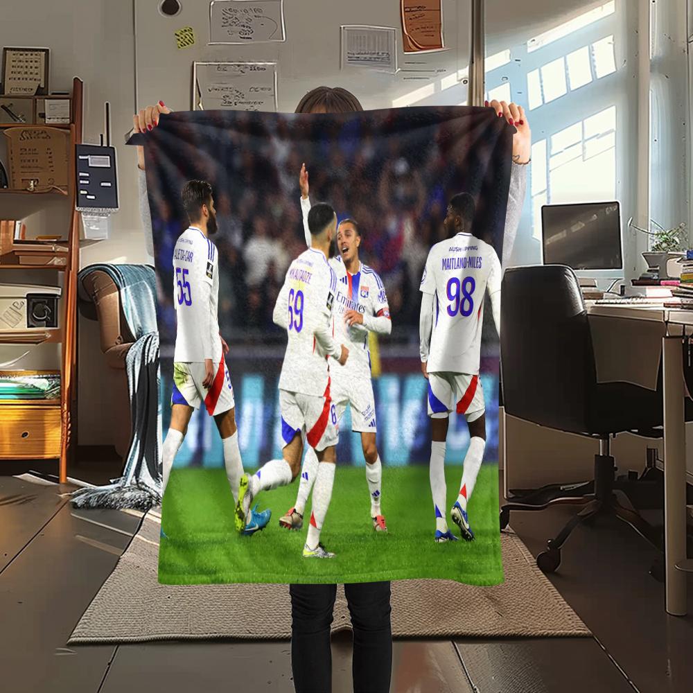 Olympique Lyonnais Football Team,pattern Flannel Blanket, High Quality Comfortable for All Seasons, Home Decor, Warmth and Comfort, Perfect for Gifts.
