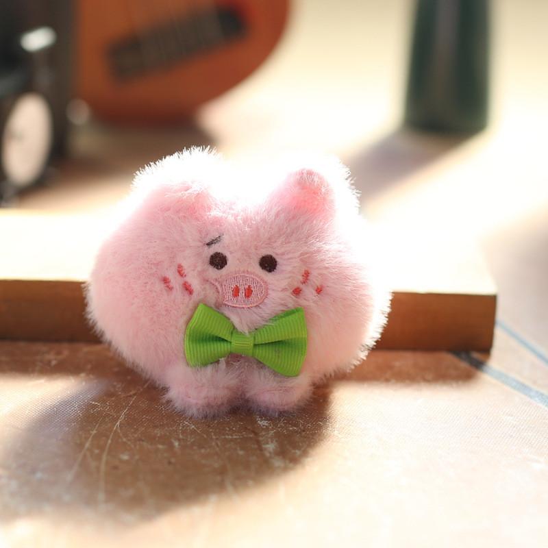 Bow Pig Cute Plush Stuffed Toy Keychain Bag Decor Pp Cotton Gift Girls For