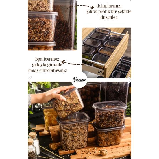 24 Pcs Peggy Square Food Storage Container 8x(0.55 LITER, 1.2 LITER, 1.75 LITER) White Screen Printed Label