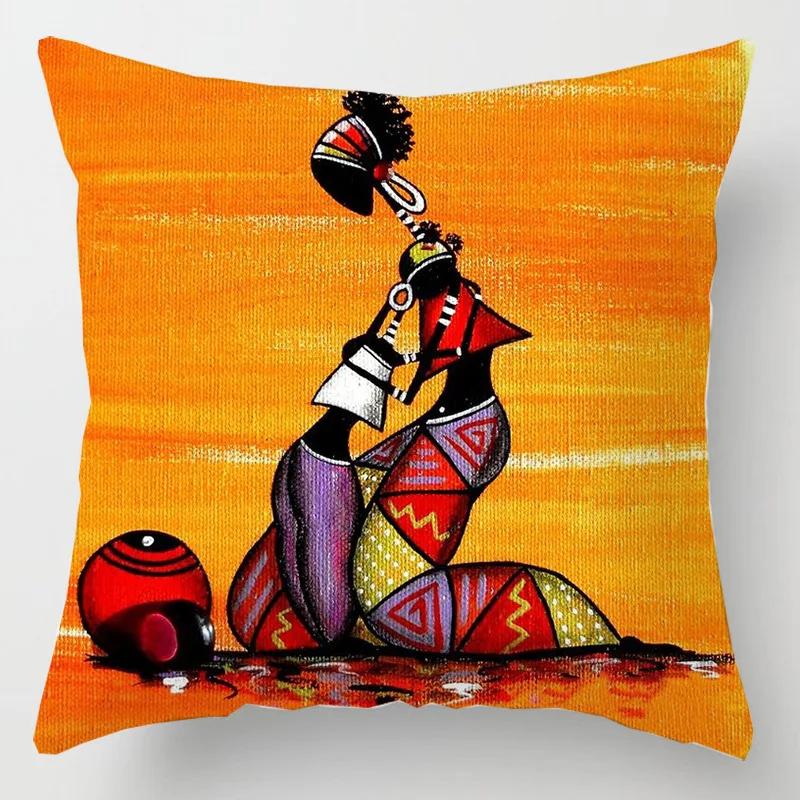 Abstract Oil Painting African Women Cushions Case Modern Abstract Art Decorative Pillows Case Sofa Seat Couch Thick Plush Pillow