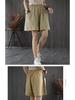 Women's Cotton Pocket Shorts - Summer Casual, Wide-Leg, Elastic Waist, Plus Size, Five-Point Length