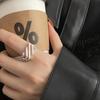 PANJBJ 925 Sterling Silver Geometric Black Stone Rings for Women Girl Korean Simple Adjustable Couple Jewelry Dropshipping