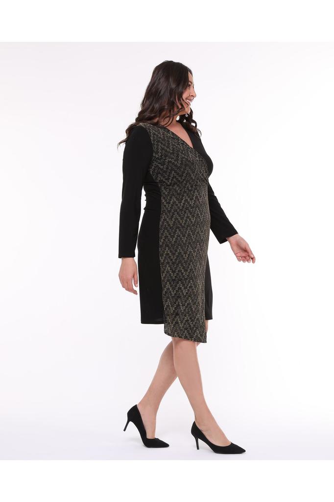 Women's Big Size Dress Medium Size Double Breasted Collar Asymmetrical Evening Dress