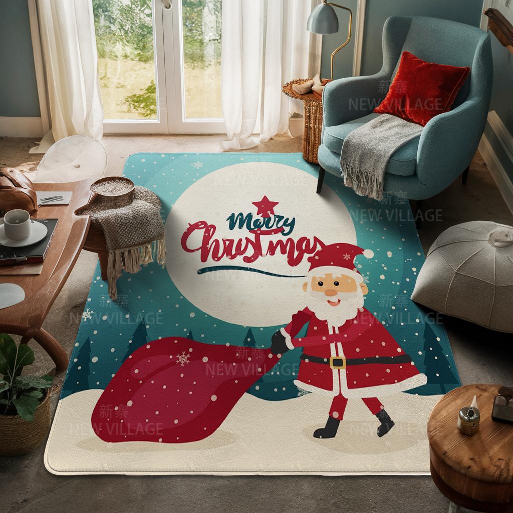 House Entrance Carpet Home Door Mat Living Room Bath Foot Bathroom Non-slip Water Absorption Rugs Bath Merry Christmas Winter