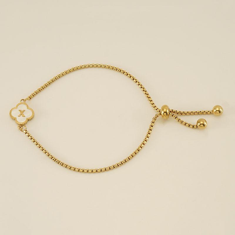 Stainless Steel Shell Clover Letter Bracelet Unique Design Fashionable Wrist Jewelry for Women