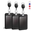Rope Retractable Work Permit Card Set Carabiner Reel Clip Hard Shell Protective Card Holder Keychain Attachment ID Badge Holder