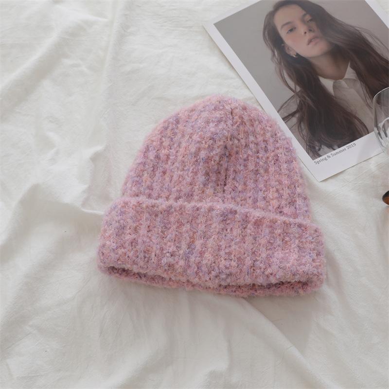 

Japanese Solid Color Letters Plus Color Wool Wool Hat Simple Face Showing Small Loose Versatile Knitted Hat One Size