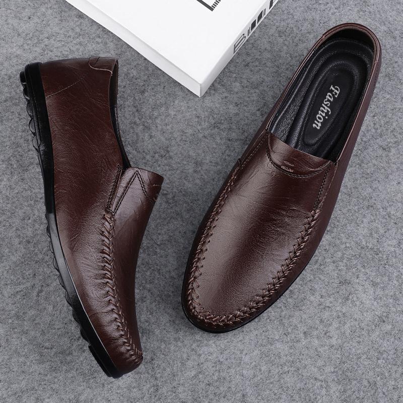 

Высококачественная мужская обувь из натуральной кожи ручной работы, итальянские люксовые брендовые мокасины, легкая повседневная обувь для мужчин, нескользящая обувь для вождения ручной работы 41 коричневый