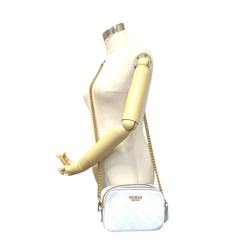 Guess Compact Leather NOELLE Crossbody Camera Body Bag White Leather Women Used
