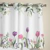 Spring Tulip Flower Plants Window Curtain Living Room Luxury Valance Curtain for Bedroom Home Kitchen Decor Curtain