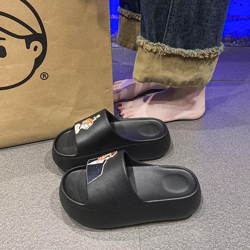 Cartoon cute animation print one-word drag female summer girl home small man height v muffin cool slippers