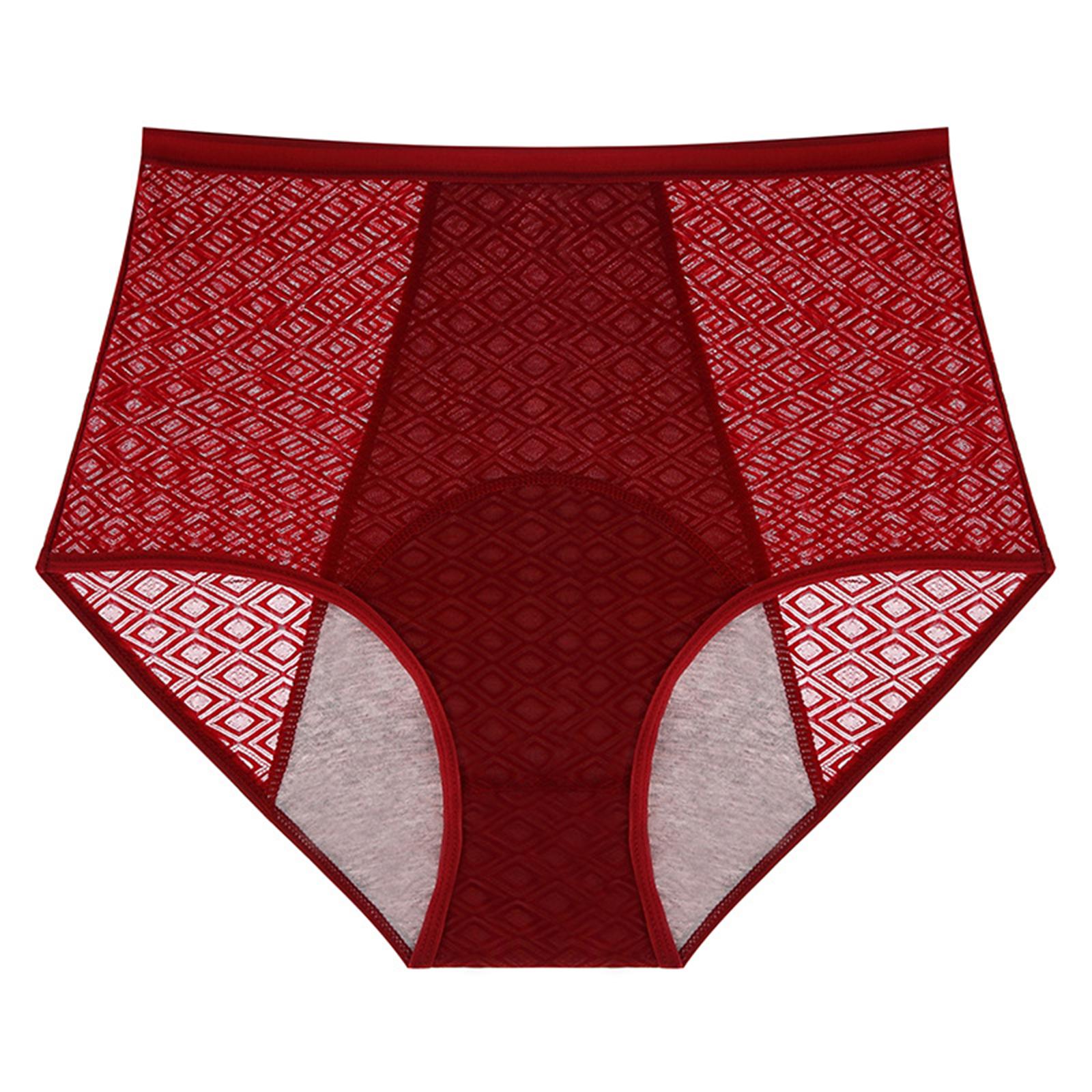 Women s High Waisted Breathable Physiological Underwear, Menstrual Hygiene Pants M винный