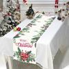 Merry Christmas Table Runner Snowman Pattern Table Cloth Reusable Xmas Table Decor