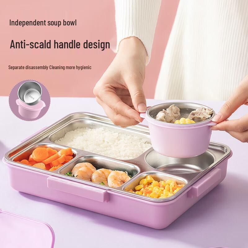 TAFUCO LILFANT 1.5L 5-Compartment 316 SS Insulated Kids Lunch Box with Soup Bowl