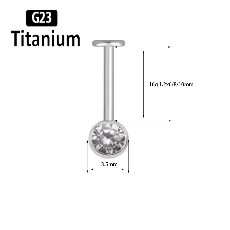 ASTM F136 Titanium 16G Marquise CZ Screw Flat Back Vertical Helix Piercing Ear Cartilage Stud Earrings G23 Titanium Body Jewelry