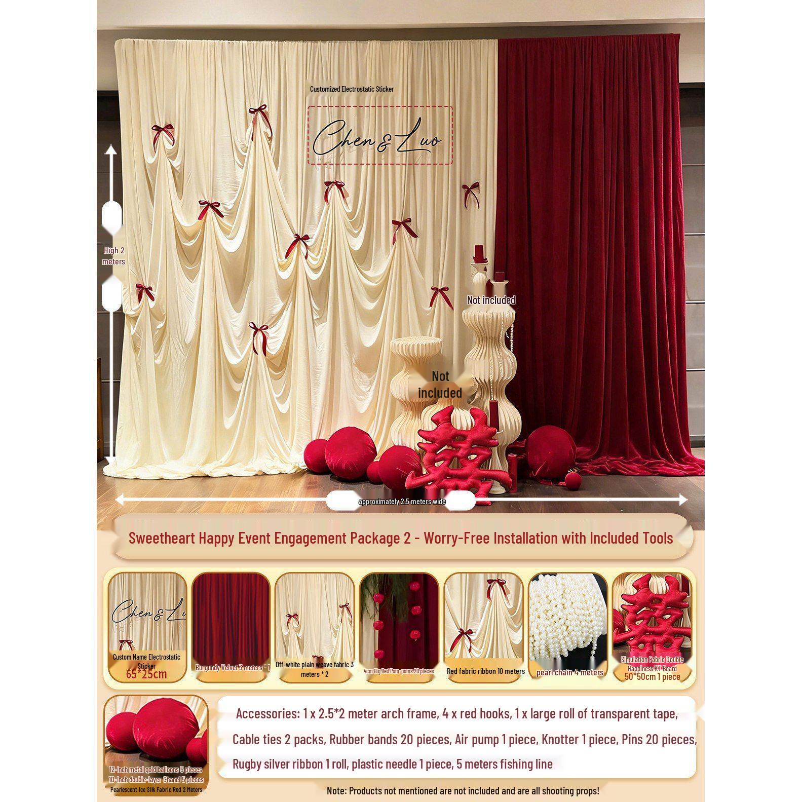 Red Fabric Drapes for Korean-Style Hotel Engagement Banquets: Elegant Chinese-Inspired Table Setting Set