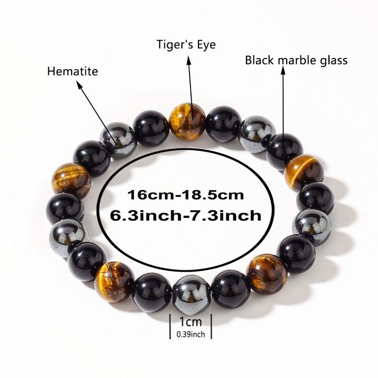 Festive Gifts Tiger Eye Black Onyx Hematite Beaded Bracelet Set Natural Fashion Jewelry For Men Women Daily Wear Gift