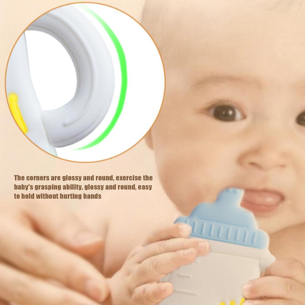 Baby Teether Cartoon Bottle Shape One Piece Soft Flexible Baby Silicone Teether Baby Teething Chew Toys
