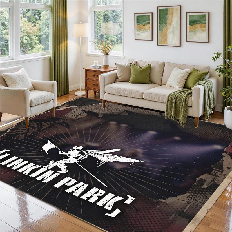 Linkin Park Design Crystal Velvet Rug Soft Decorative Mat for Bedroom Entrance