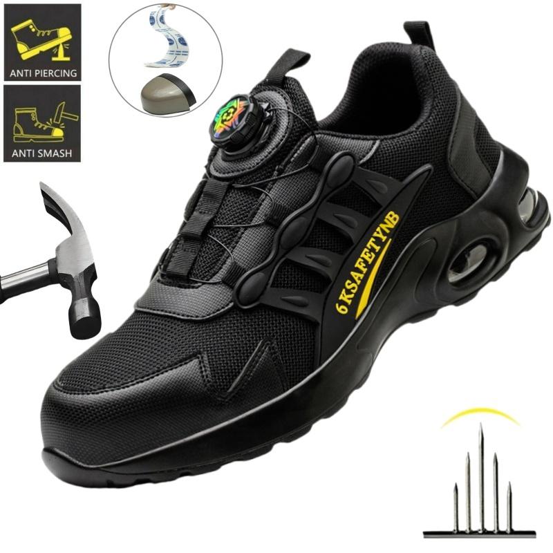 Rotating Button Breathable Work Shoes For Men Anti-Smash Anti Puncture Safety Shoes Men Boots Indestructible Shoes Male Sneakers