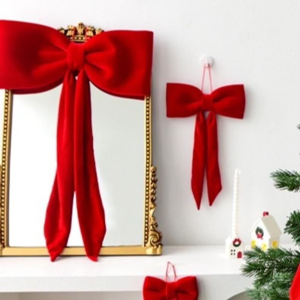Flocking Large Bow Decor Soft Hanging Bowknot Christmas Bow Decoration  Home Decoration